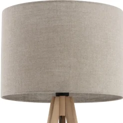Lampa Podłogowa GRAND Sosna Brązowy Len Abażur 1xE27 150cm