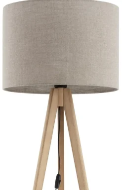 Lampa Podłogowa GRAND Sosna Brązowy Len Abażur 1xE27 150cm