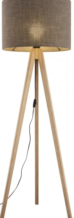Lampa Podłogowa GRAND Sosna Brązowy Abażur 1xE27 150cm