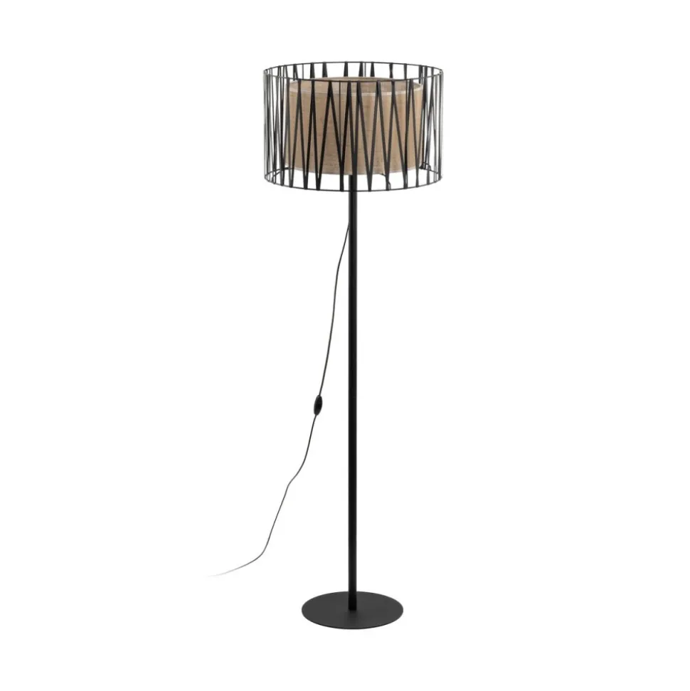 Lampa Podłogowa HARMONY Czarny Beżowy Abażur 1xE27 158 cm