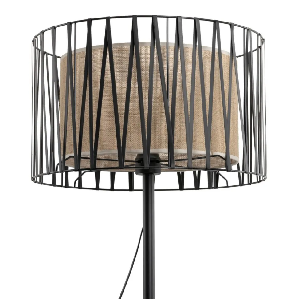 Lampa Podłogowa HARMONY Czarny Beżowy Abażur 1xE27 158 cm