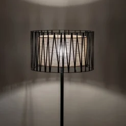 Lampa Podłogowa HARMONY Czarny Beżowy Abażur 1xE27 158 cm