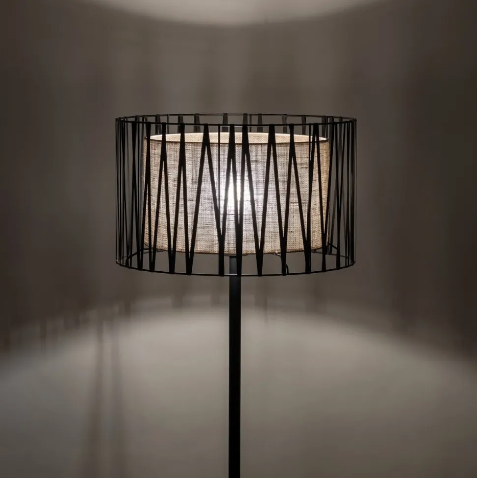 Lampa Podłogowa HARMONY Czarny Beżowy Abażur 1xE27 158 cm