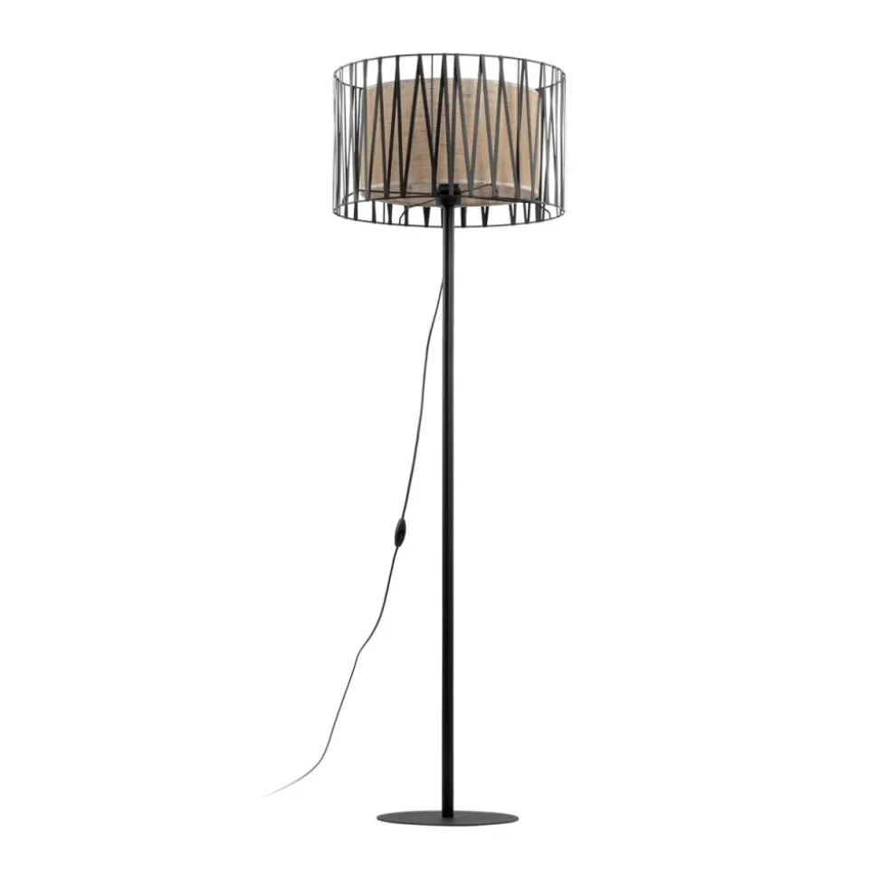 Lampa Podłogowa HARMONY Czarny Beżowy Abażur 1xE27 158 cm