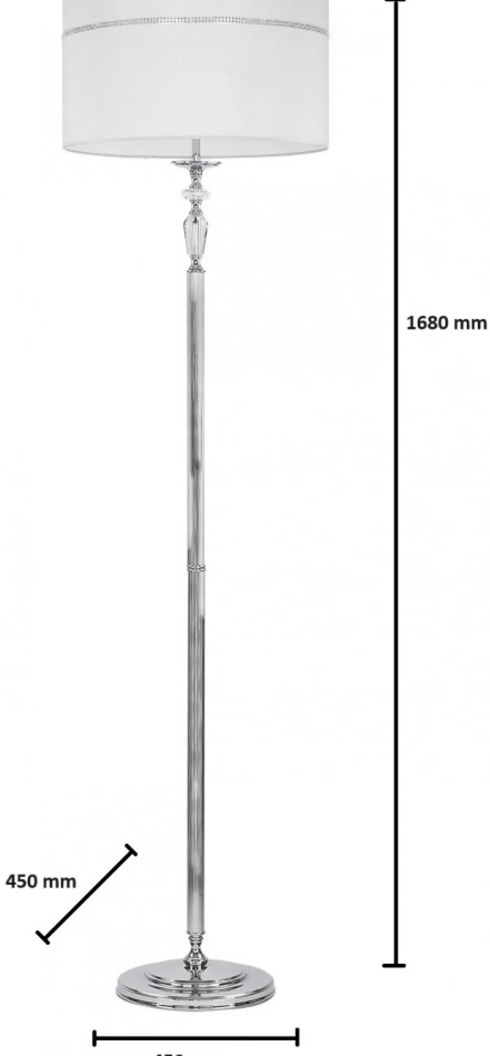 Lampa Podłogowa HILTON Srebrny Szary Abażur 3xE27 168 cm