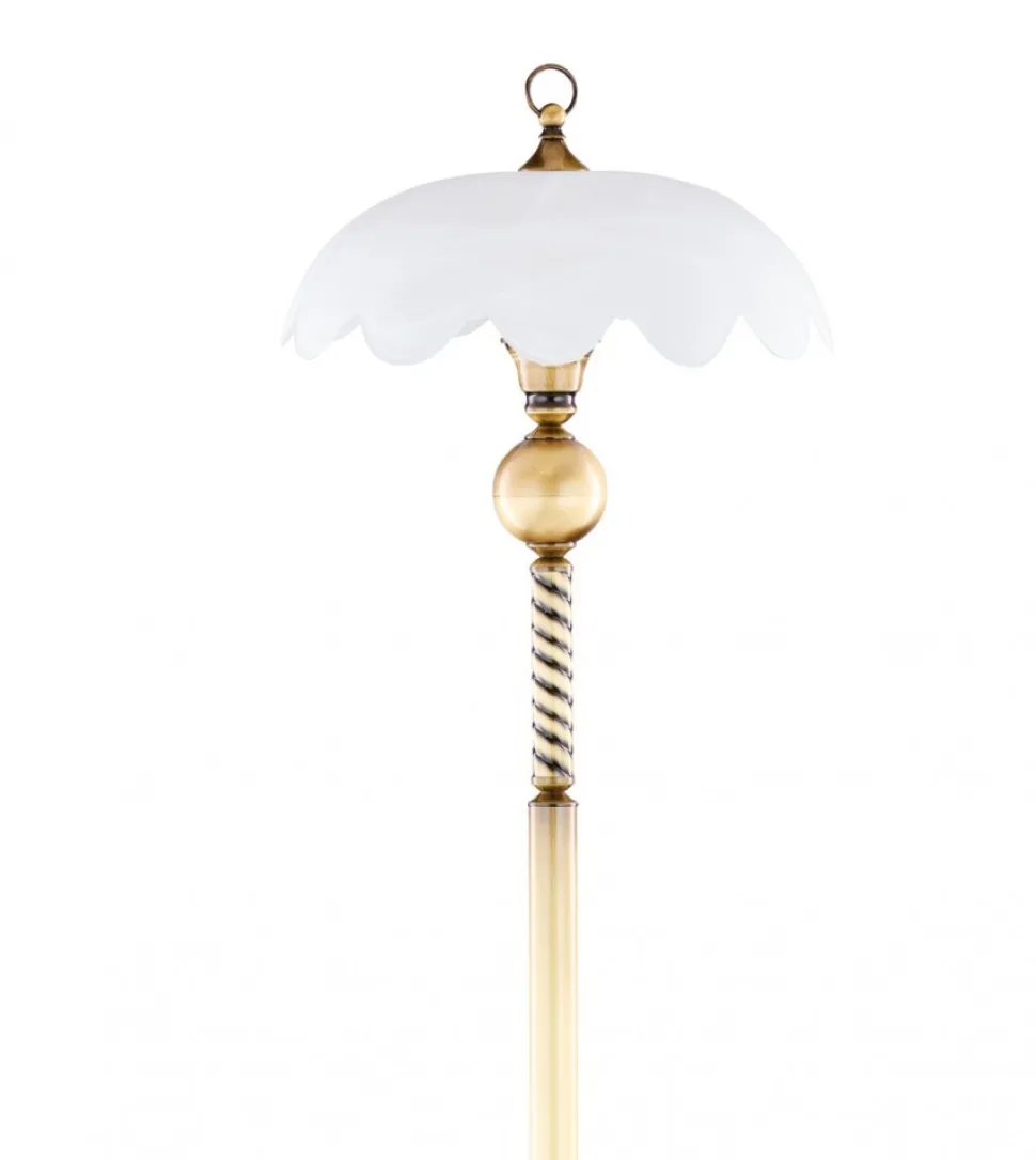 Lampa Podłogowa JUPITER Patyna Biały Szklany Klosz 1xE27 152 cm
