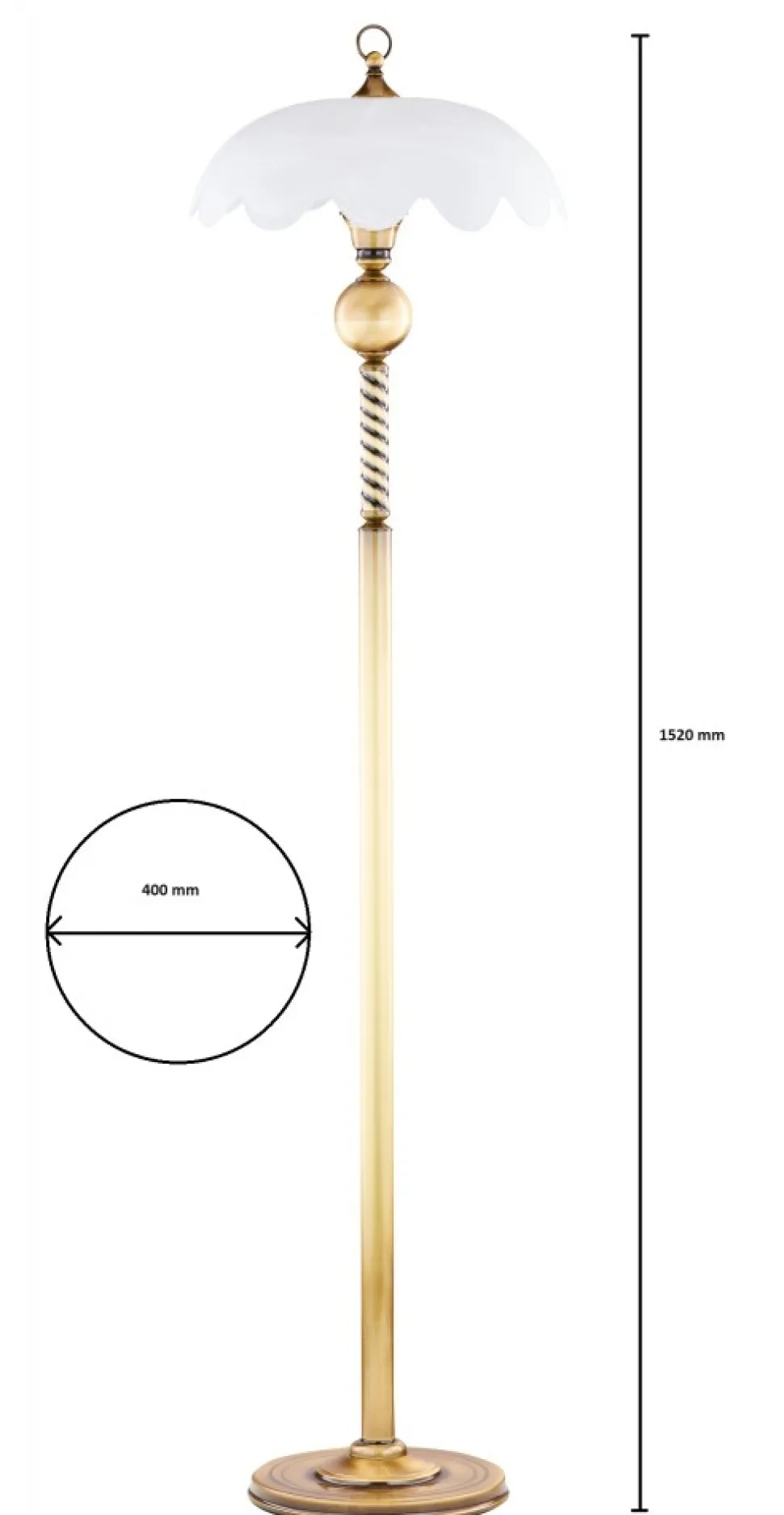 Lampa Podłogowa JUPITER Patyna Biały Szklany Klosz 1xE27 152 cm