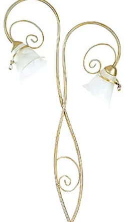 Lampa Podłogowa KOKARDA Złoty Szklany Klosz 2xE14 169cm
