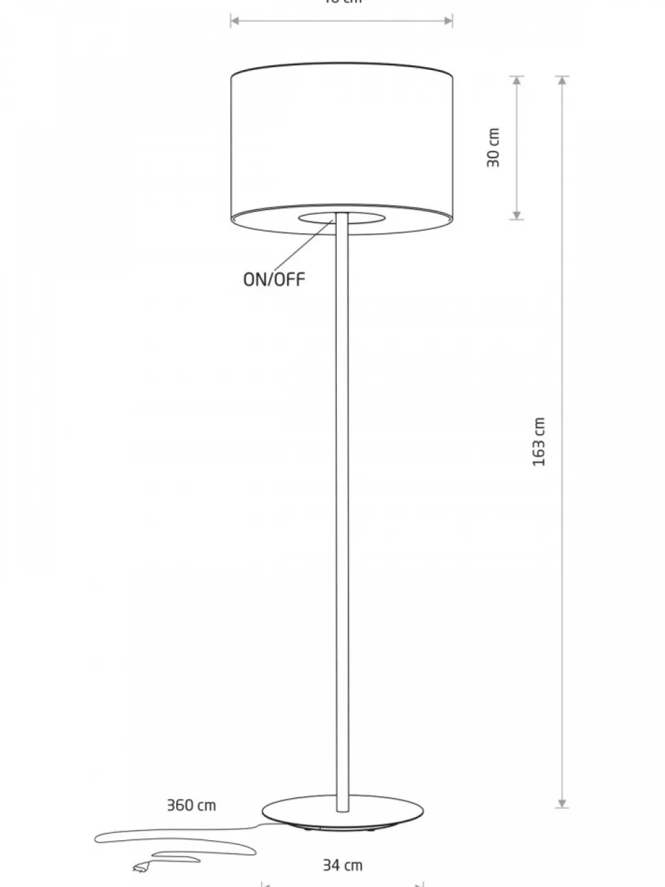 Lampa podłogowa LAGO szara 1xE27