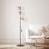Lampa podłogowa LAVA brązowa klosz koniak 3xG9