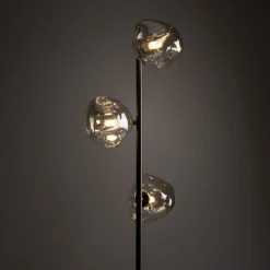 Lampa podłogowa LAVA brązowa klosz koniak 3xG9