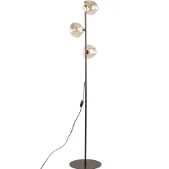 Lampa podłogowa LAVA brązowa klosz koniak 3xG9
