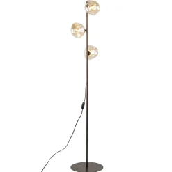 Lampa podłogowa LAVA brązowa klosz koniak 3xG9
