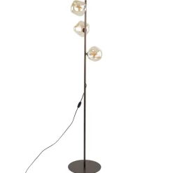 Lampa podłogowa LAVA brązowa klosz koniak 3xG9