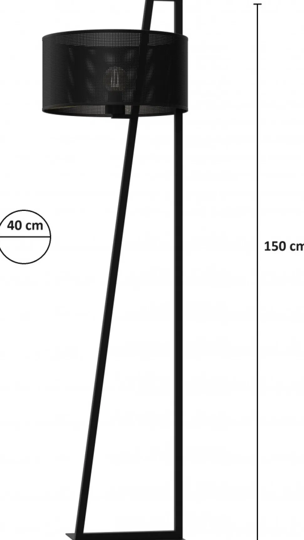 Lampa Podłogowa LOFT SHADE Czarny Klosz z Tworzywa 1xE27 150cm