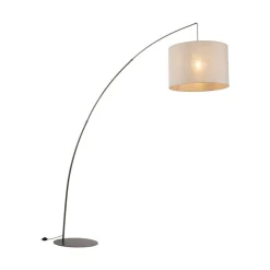 Lampa podłogowa MOBY brązowa abażur len 1xE27