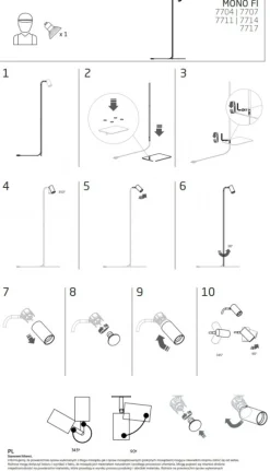 Lampa Podłogowa MONO Czarny Złoty 1xGU10 130cm