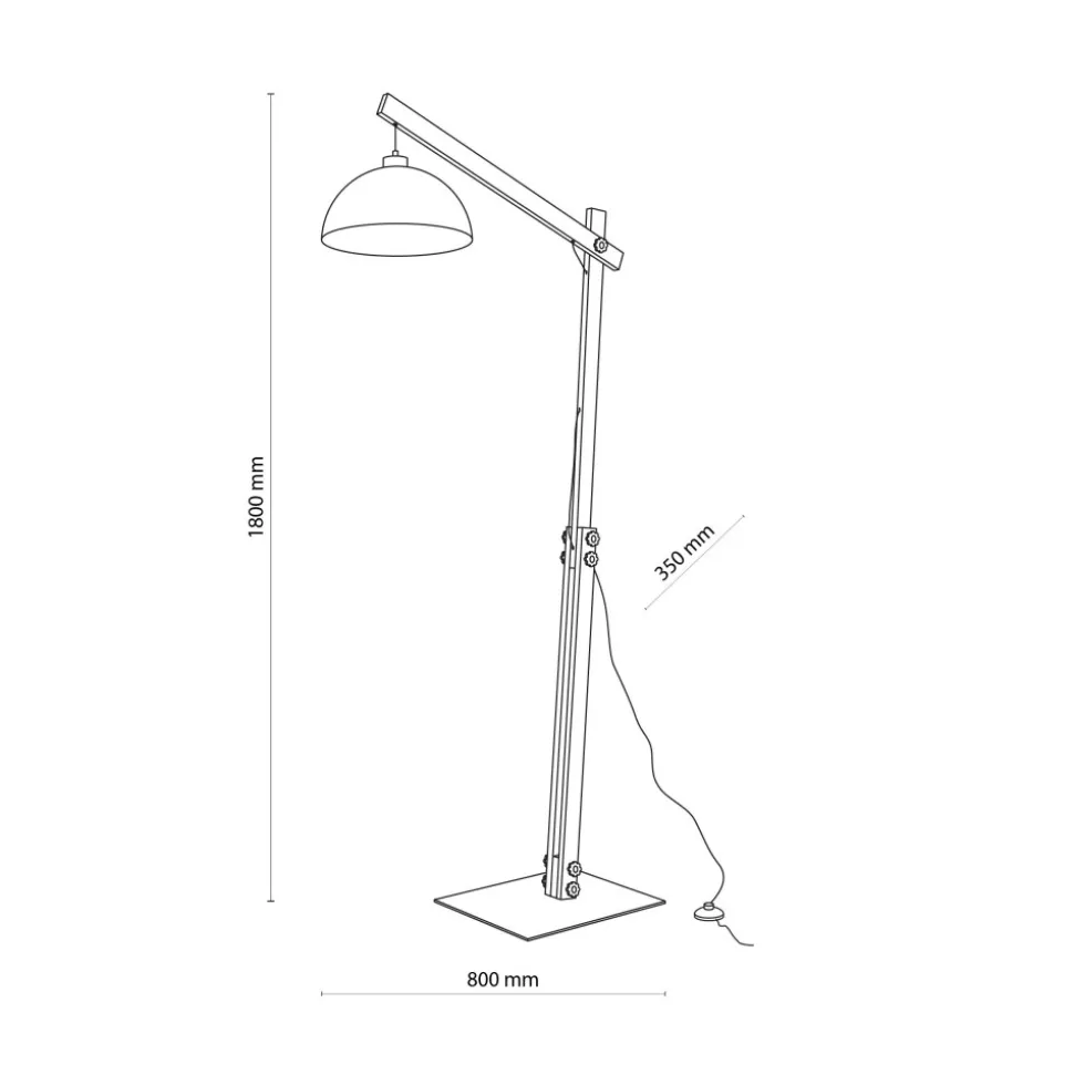Lampa Podłogowa OSLO Czarny Metalowy Klosz 1xE27 180cm