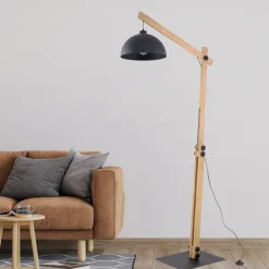 Lampa Podłogowa OSLO Czarny Metalowy Klosz 1xE27 180cm