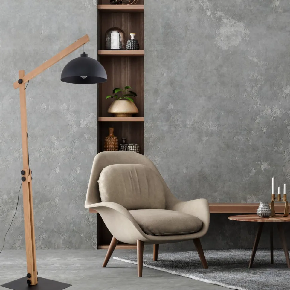 Lampa Podłogowa OSLO Czarny Metalowy Klosz 1xE27 180cm