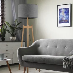 Lampa Podłogowa PEREZ Brązowy Szary Abażur 1xE27 168cm