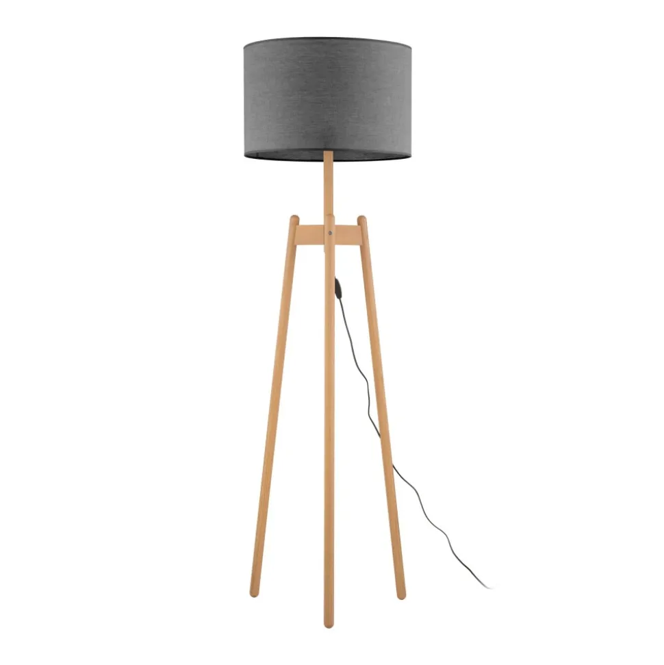 Lampa Podłogowa PEREZ Brązowy Szary Abażur 1xE27 168cm