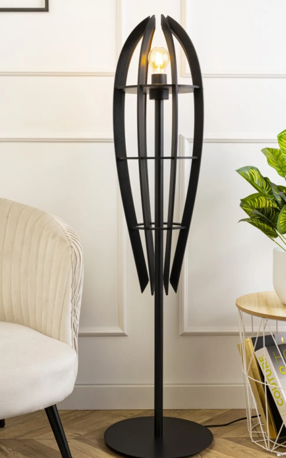 Lampa podłogowa Plywood 120 cm czarna