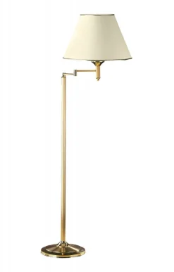 Lampa Podłogowa Regulowana CLASSIC Złoty Beżowy Abażur 1xE27 158 cm