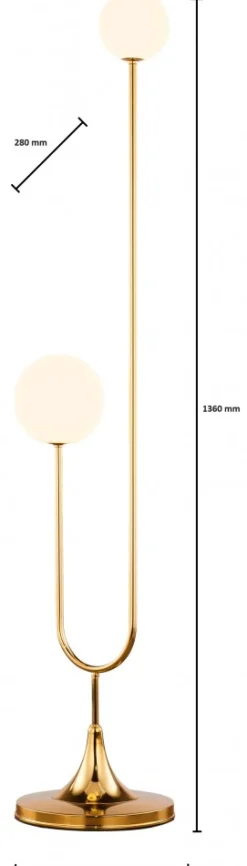 Lampa Podłogowa SELEN Złoty Biały Szklane Klosze 2xG9 136 cm