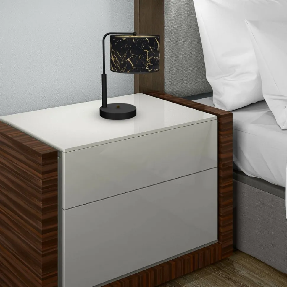Lampa Podłogowa SENSO Regulowana Czarny Złoty Abażur 1xE27 1xmini GU10 150cm