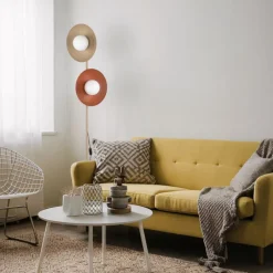 Lampa podłogowa SLATE MIX beżowa ceglasta klosz biały 2xG9
