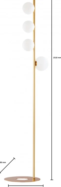 Lampa Podłogowa TAIDA Złoty Biały Szklane Klosze 4xG9 151 cm