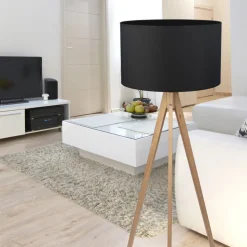 Lampa Podłogowa TREVISO Brązowy Czarny Abażur 1xE27 145cm FSC