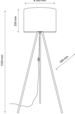Lampa Podłogowa UMBERTO Trójnóg Złoty Brązowy Abażur 1xE27 155cm