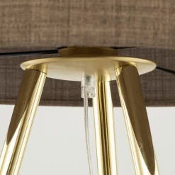 Lampa Podłogowa UMBERTO Trójnóg Złoty Brązowy Abażur 1xE27 155cm