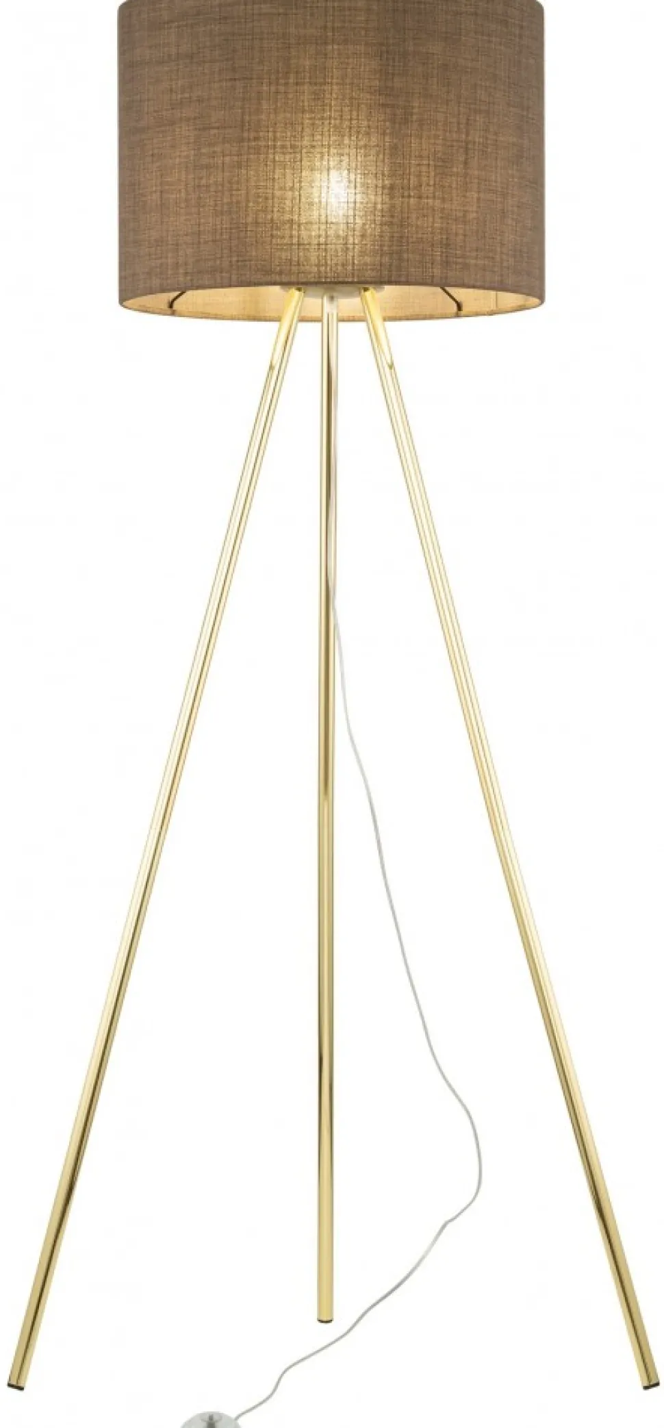 Lampa Podłogowa UMBERTO Trójnóg Złoty Brązowy Abażur 1xE27 155cm