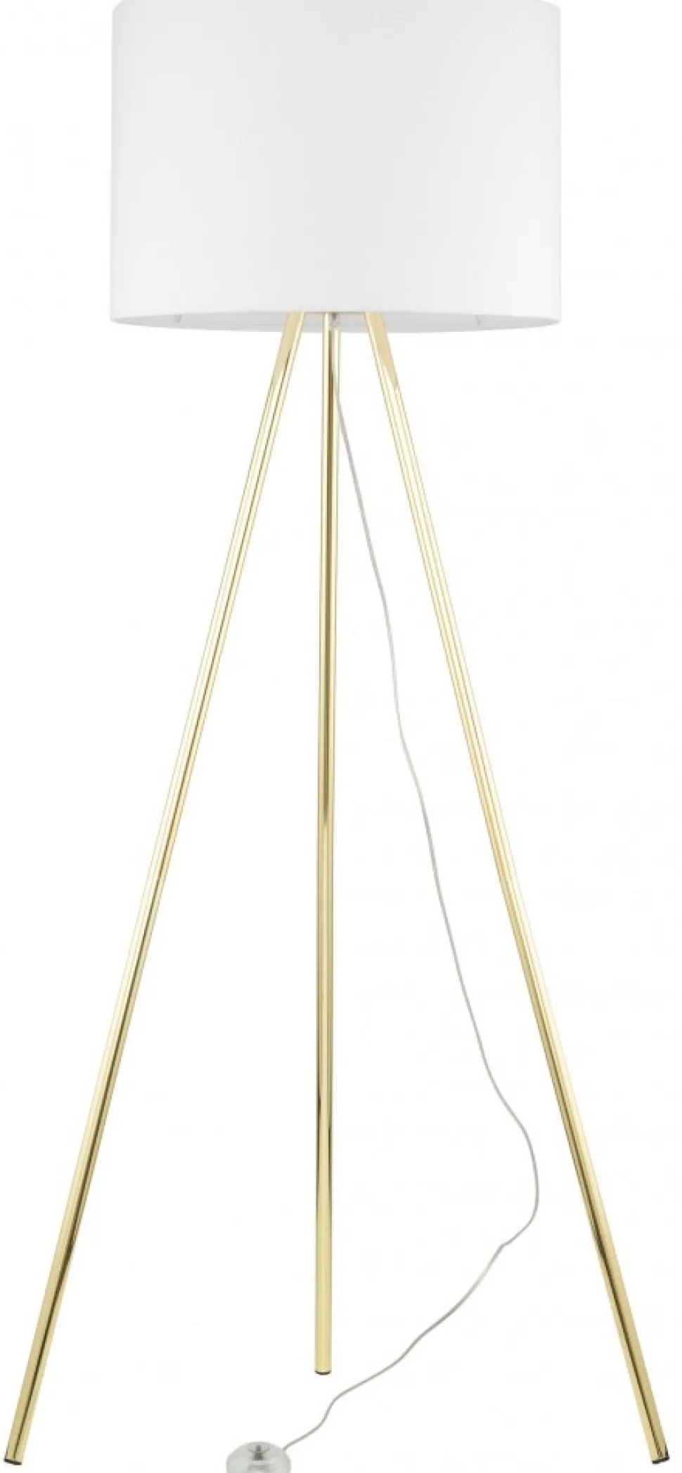 Lampa Podłogowa UMBERTO Trójnóg Złoty Biały Abażur 1xE27 155cm