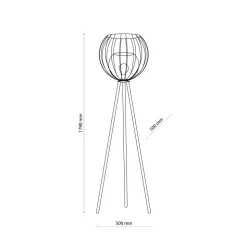 Lampa Podłogowa UNIVERSO Czarny Szklany Klosz 1xE27 179cm