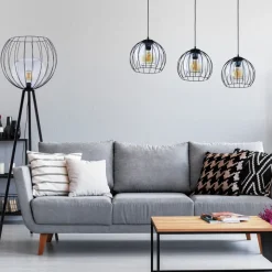 Lampa Podłogowa UNIVERSO Czarny Szklany Klosz 1xE27 179cm