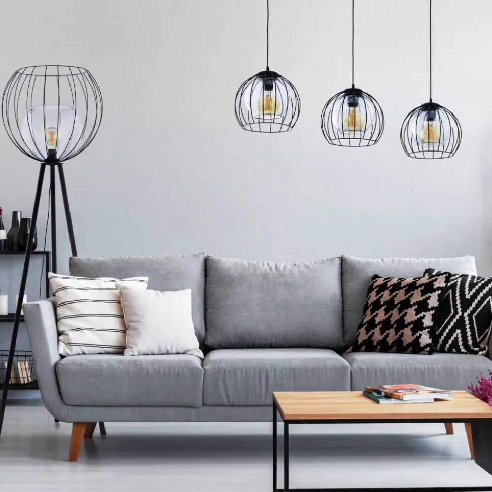 Lampa Podłogowa UNIVERSO Czarny Szklany Klosz 1xE27 179cm