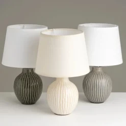 Lampa stojąca ceramiczna biało - beżowa 28 cm