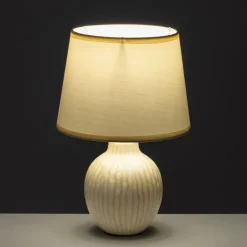 Lampa stojąca ceramiczna biało - beżowa 28 cm