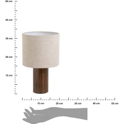Lampa stojąca drewniana z lnianym abażurem 32 cm