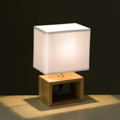 Lampa stojąca na drewnianej podstawie 24 cm