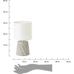 Lampa stojąca szara z lnianym abażurem 30 cm