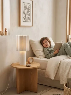 Lampa stołowa biała boucle 43 cm