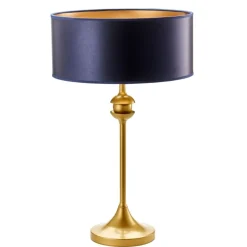 Lampa stołowa KASZMIR złota granatowy abażur 1xE27