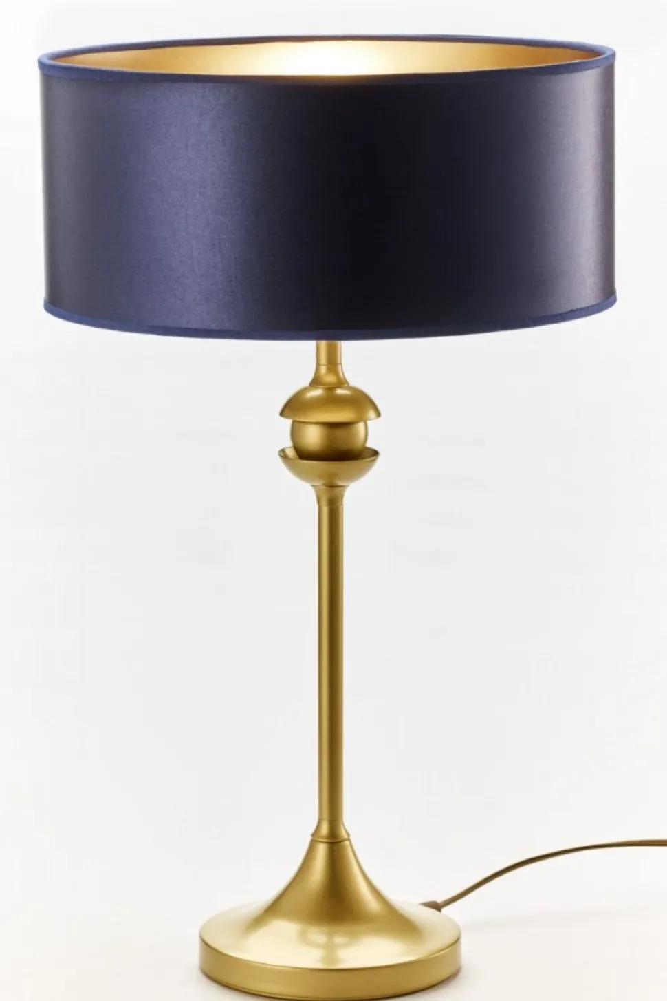 Lampa stołowa KASZMIR złota granatowy abażur 1xE27