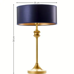 Lampa stołowa KASZMIR złota granatowy abażur 1xE27