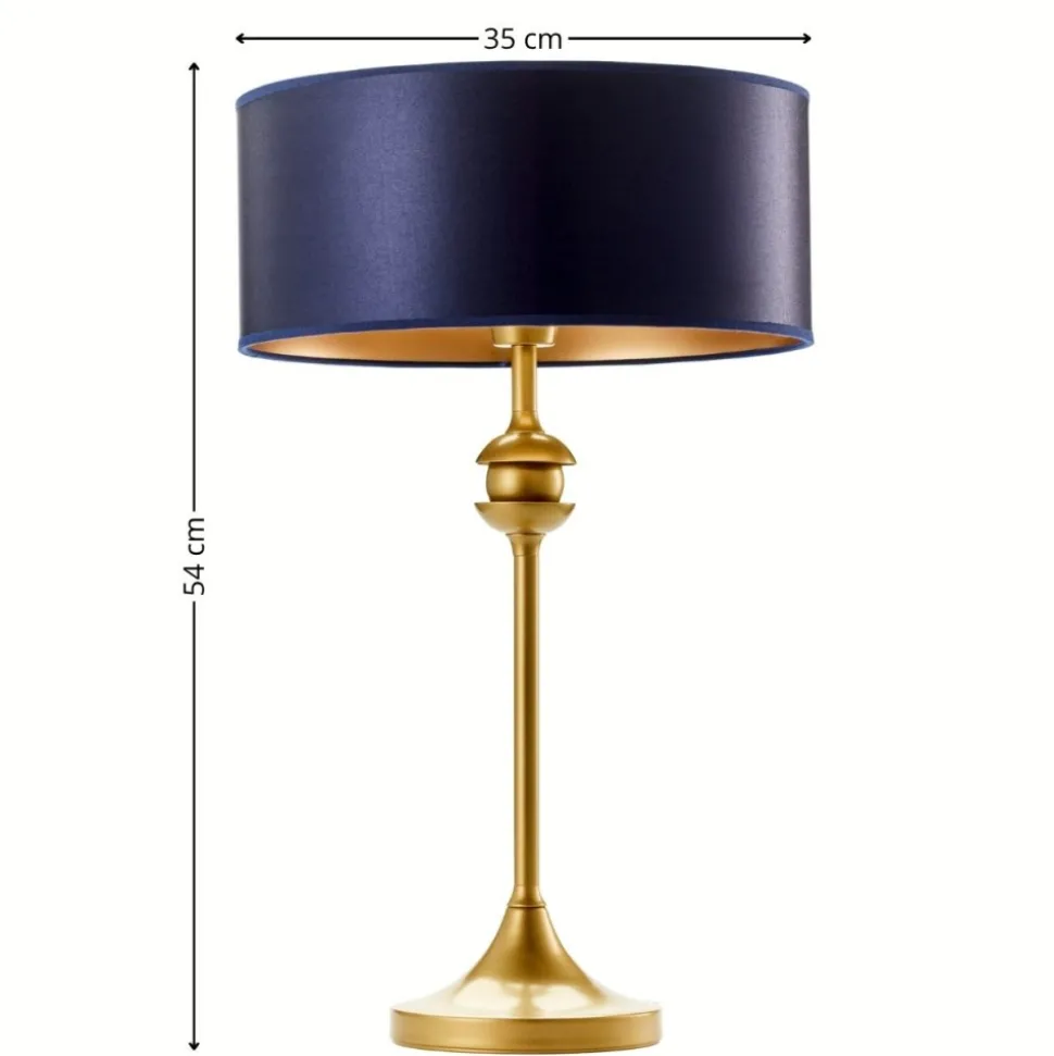 Lampa stołowa KASZMIR złota granatowy abażur 1xE27